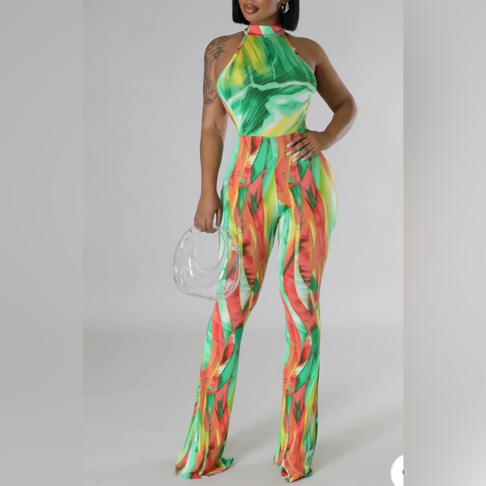 Halter Neck Open Back Jumpsuit